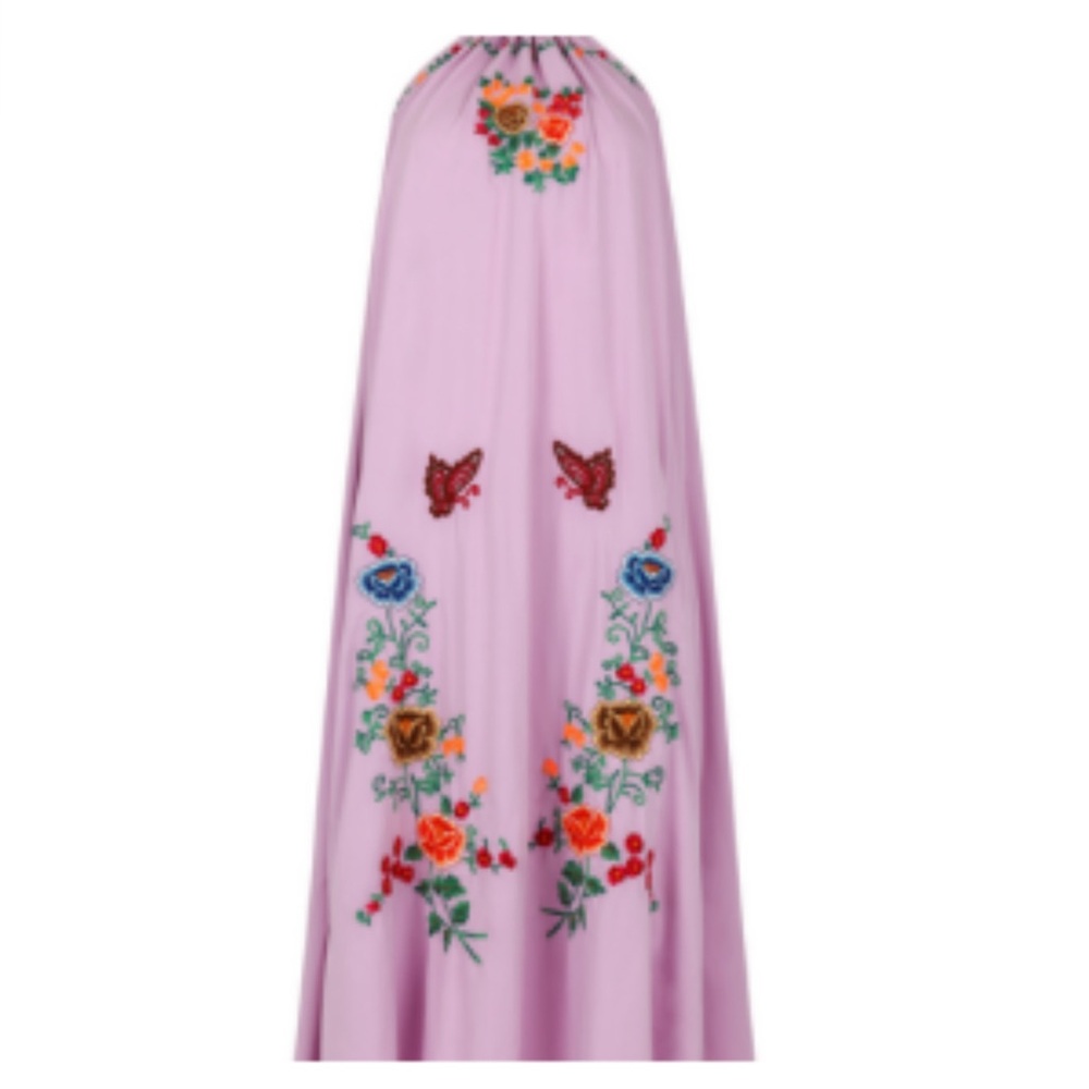 Vanessa Mooney The Fauna Embroidered Halter Dress